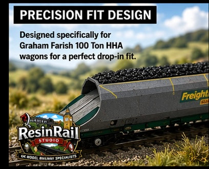 N Gauge Coal Load Insert for Graham Farish 100 Ton HHA Bogie Wagon | Realistic Resin Load