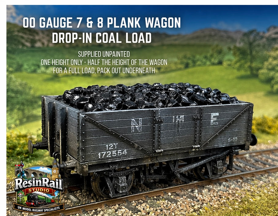 OO Gauge Coal Load Insert for 7 & 8 Plank Wagons – Realistic Resin Drop-In Load (Unpainted)